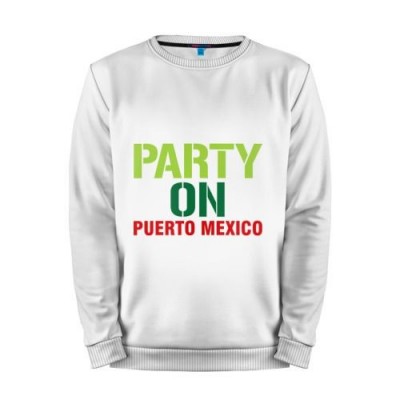 Мужской свитшот хлопок «Party on Puerto Mexico» white 