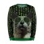 Мужской свитшот 3D «Кот в матрице» green - Мужской свитшот 3D «Кот в матрице» green