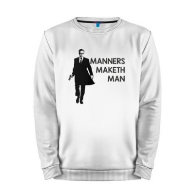 Мужской свитшот хлопок «Manners Maketh Man» white 