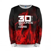 Мужской свитшот 3D «30 Seconds to Mars in fire» white