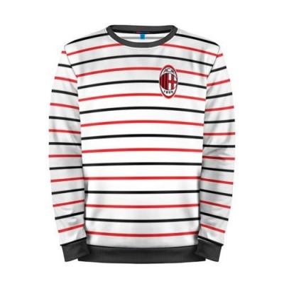 Мужской свитшот 3D «AC Milan - Stripe white» black 